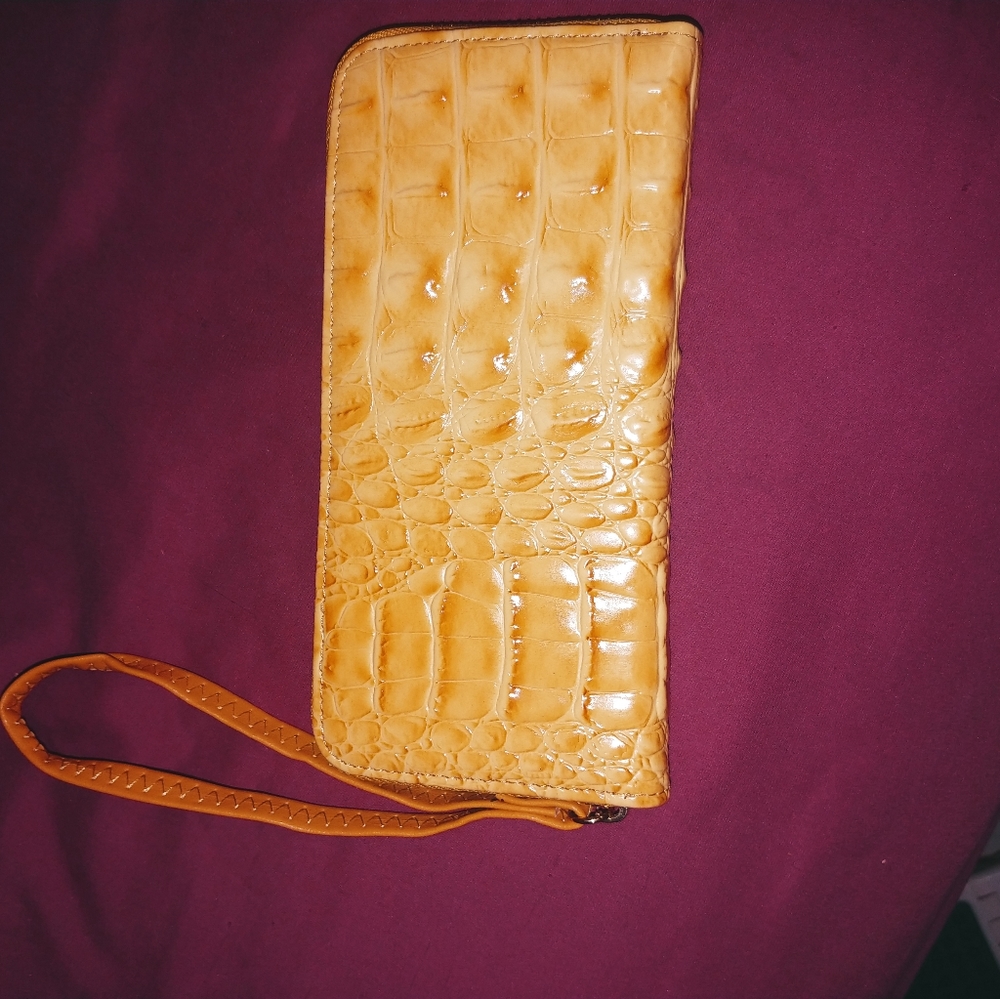 Never used faux leather yellow wallet